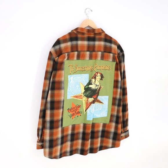 Upcycled Reworked The Smashing Pumpkins 1996 Tour Plaid Custom Flannel Shirt - Picture 5 of 8